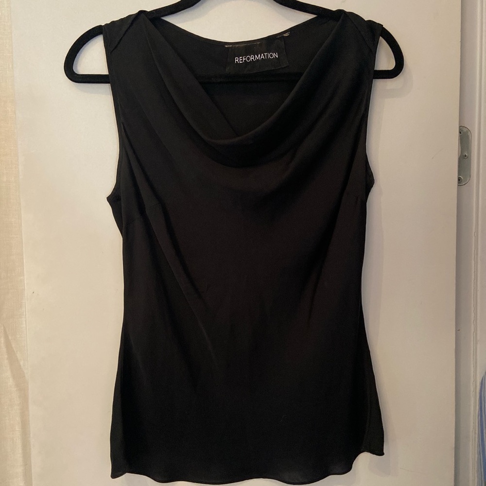 Reformation Black Silk Top